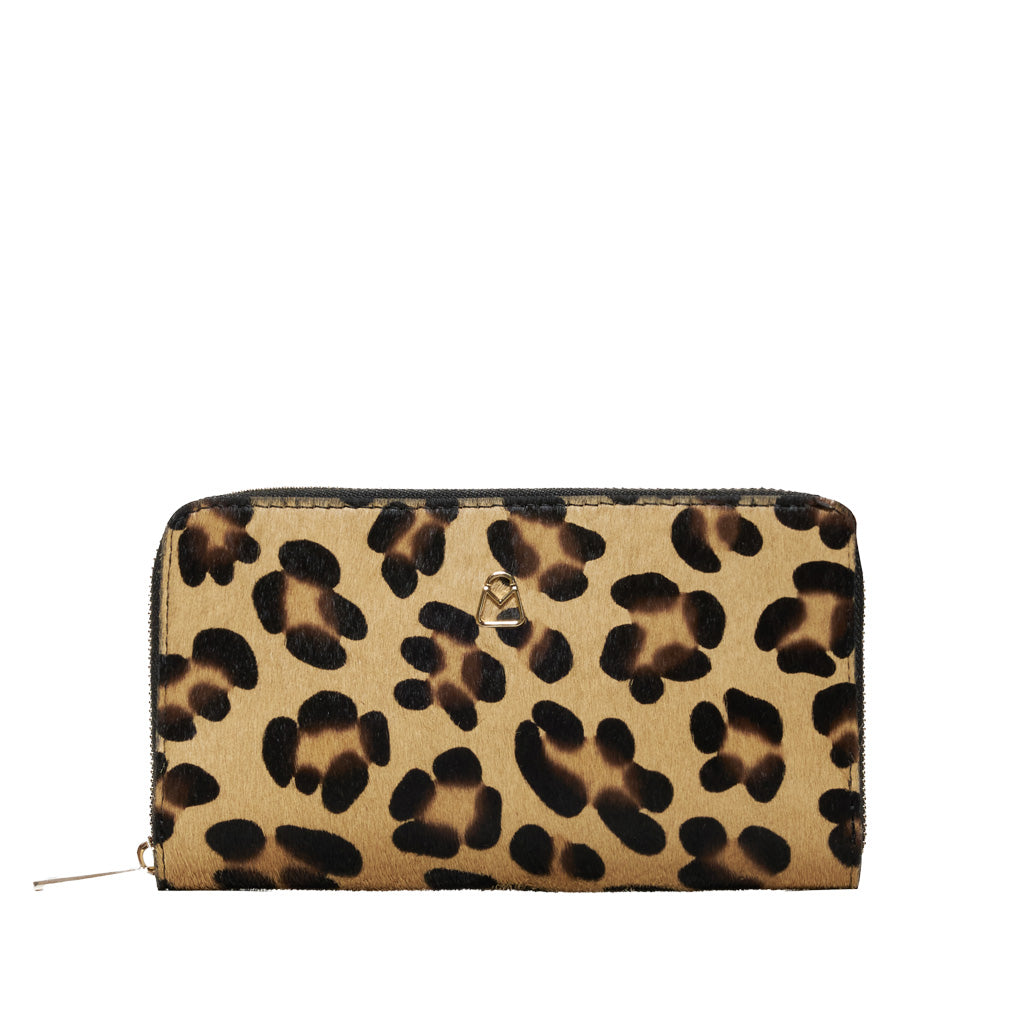 Portafoglio Donna zip around effetto Cavallino multicomparto Leopardo