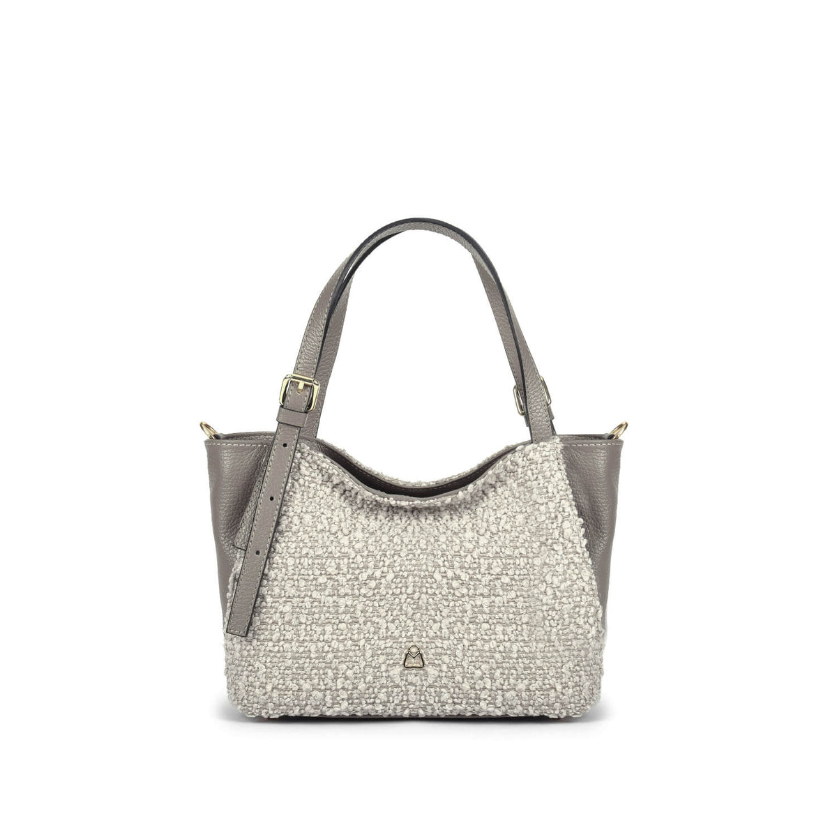 LUDMILLA SMALL BOUCLE Borsetta a spalla in pelle e tessuto