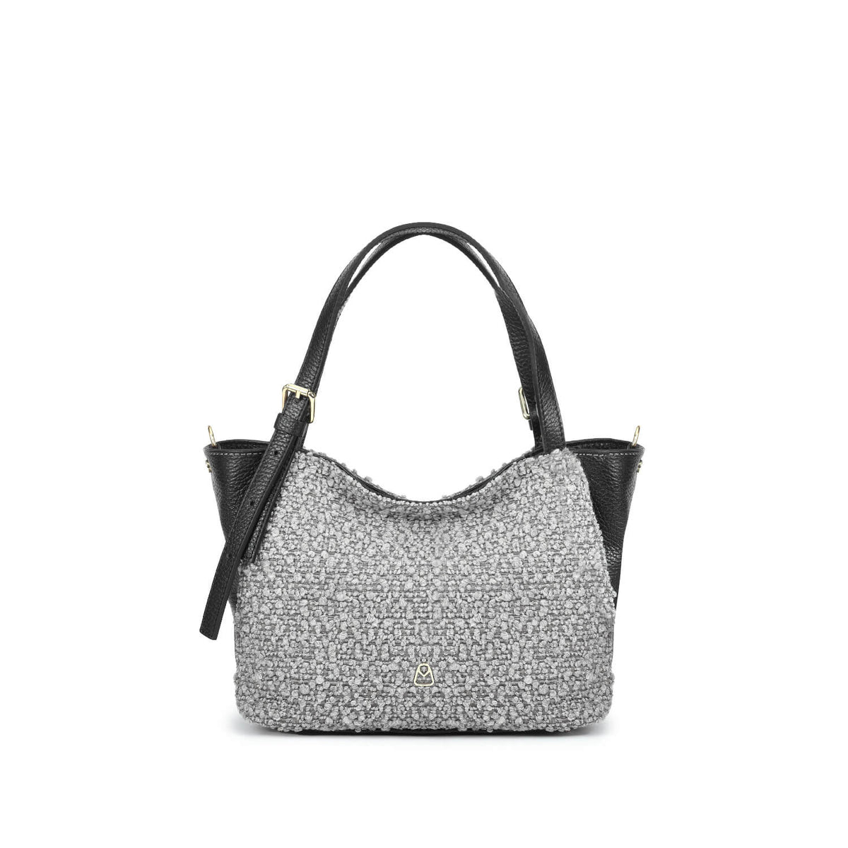 LUDMILLA SMALL BOUCLE Borsetta a spalla in pelle e tessuto