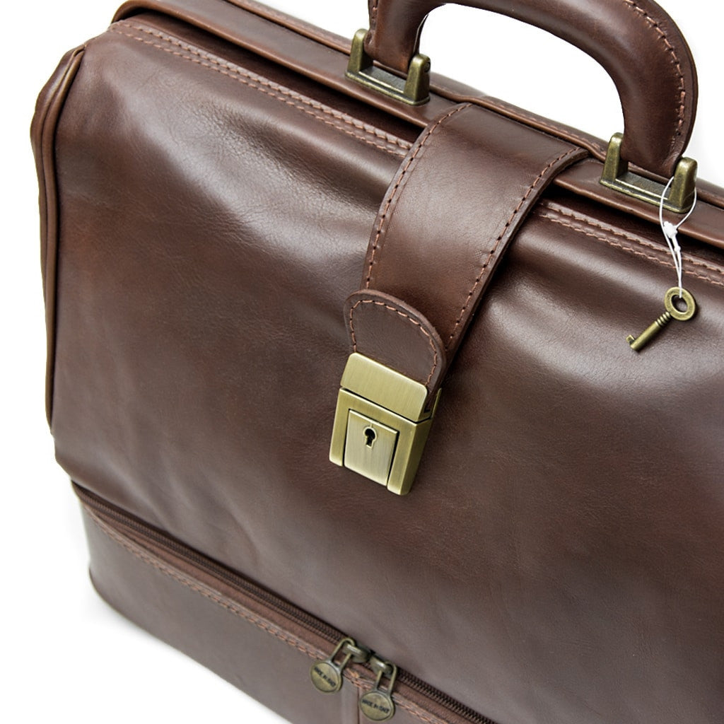 Borsa Da Medico In Pelle Con Doppio Fondo