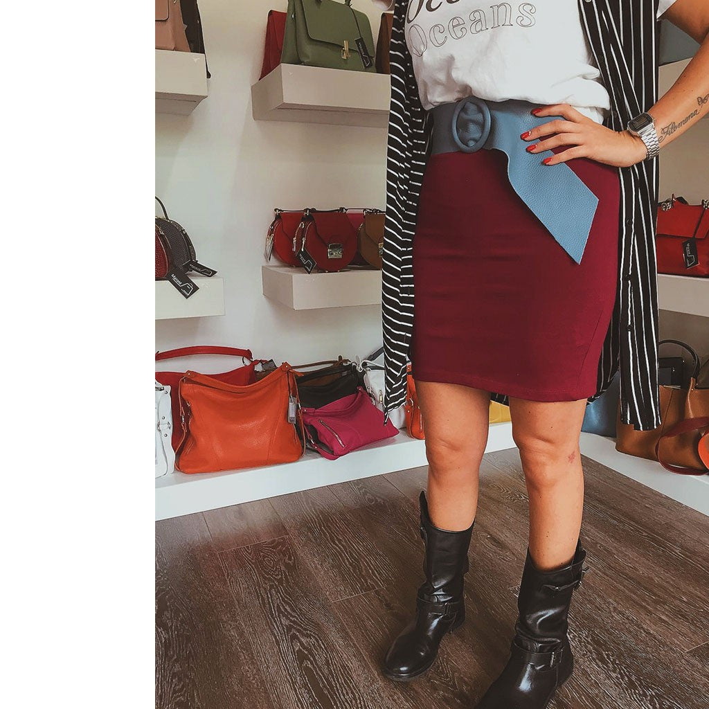 Cintura Alta 6 Cm in Pelle Donna Con Anello