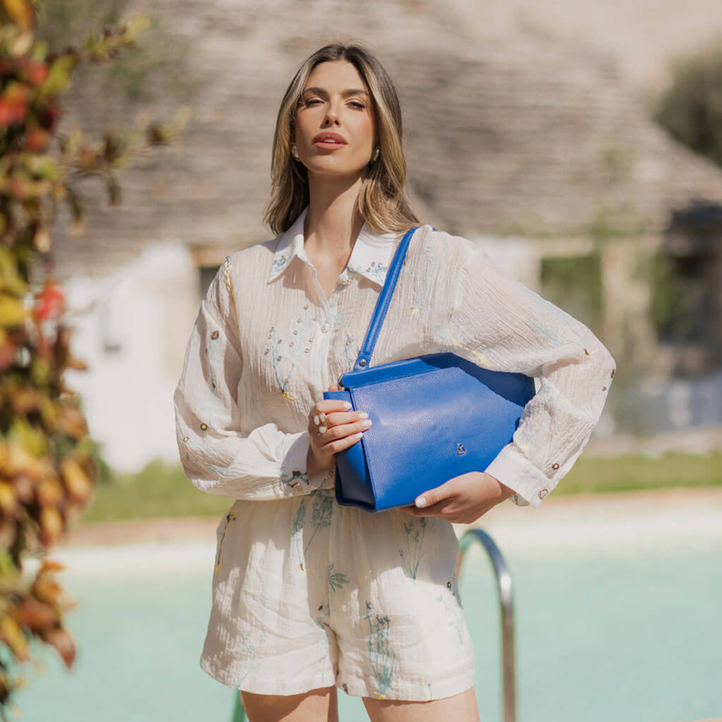 ALBA Borsa a Trapezio in pelle con tracolla regolabile