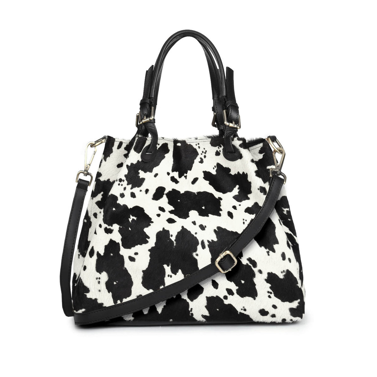 GRAZIA M Cavallino Borsa a Spalla con Tracolla Mucca BN