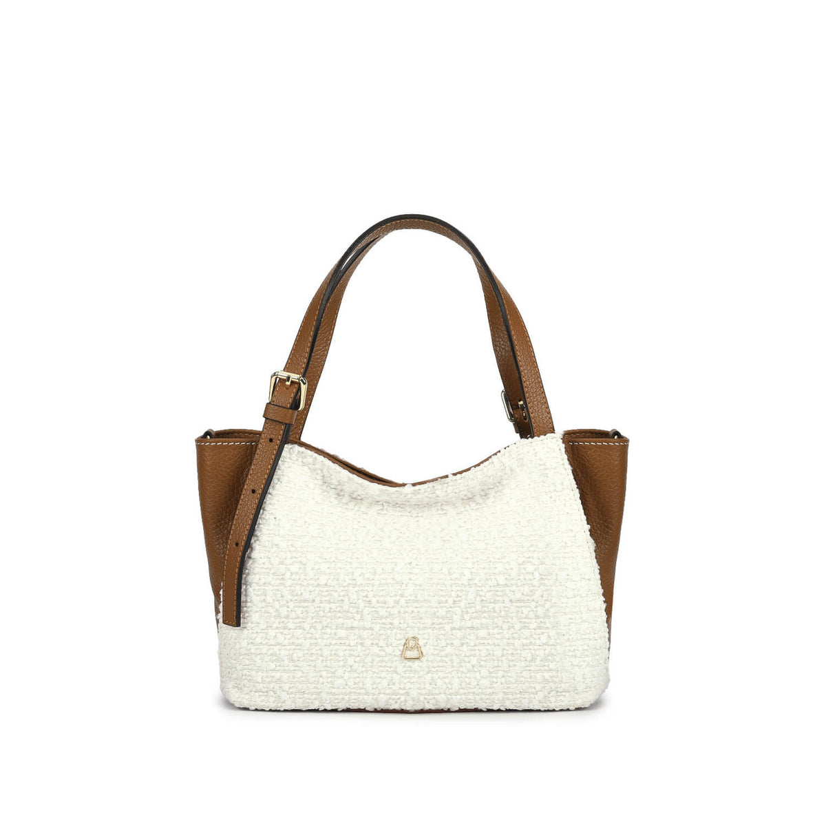 LUDMILLA SMALL BOUCLE Borsetta a spalla in pelle e tessuto