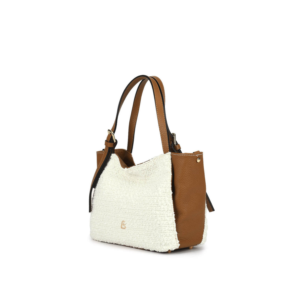 LUDMILLA SMALL BOUCLE Borsetta a spalla in pelle e tessuto