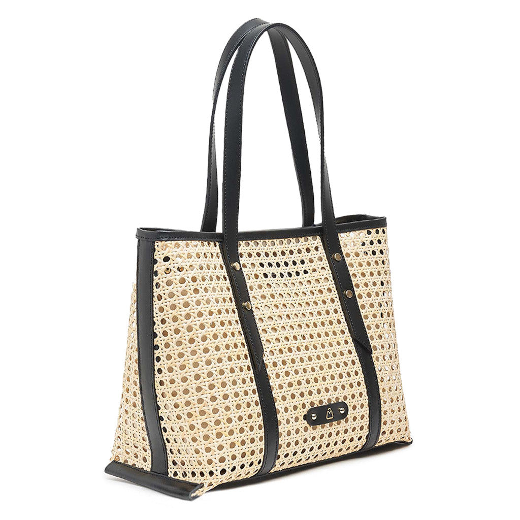 SIMONA Borsa a spalla in Pelle e Paglia con Pochette interna