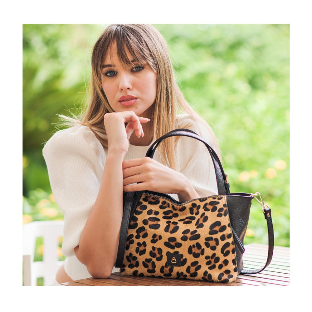 LUDMILLA SMALL ANIMALIER Borsetta a spalla in pelle con tracolla