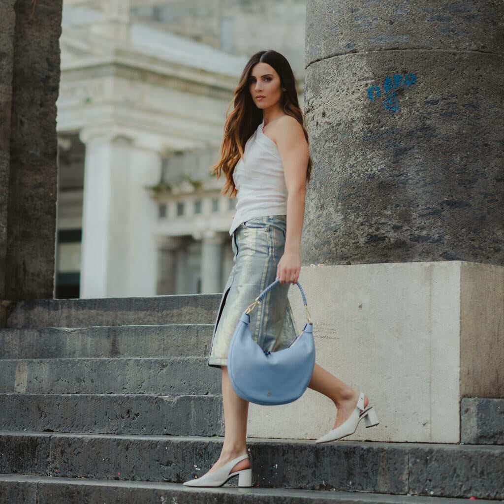 ESTELA Borsa A Spalla in Pelle con Tracolla regolabile