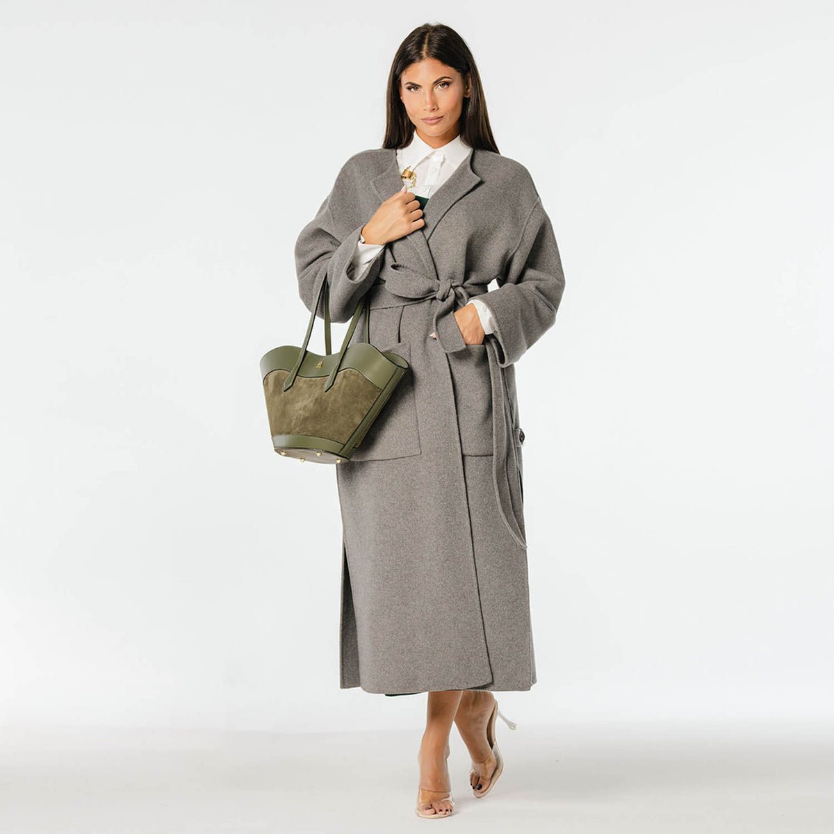 FLAMINIA SUEDE Borsa Shopper a spalla in pelle e camoscio