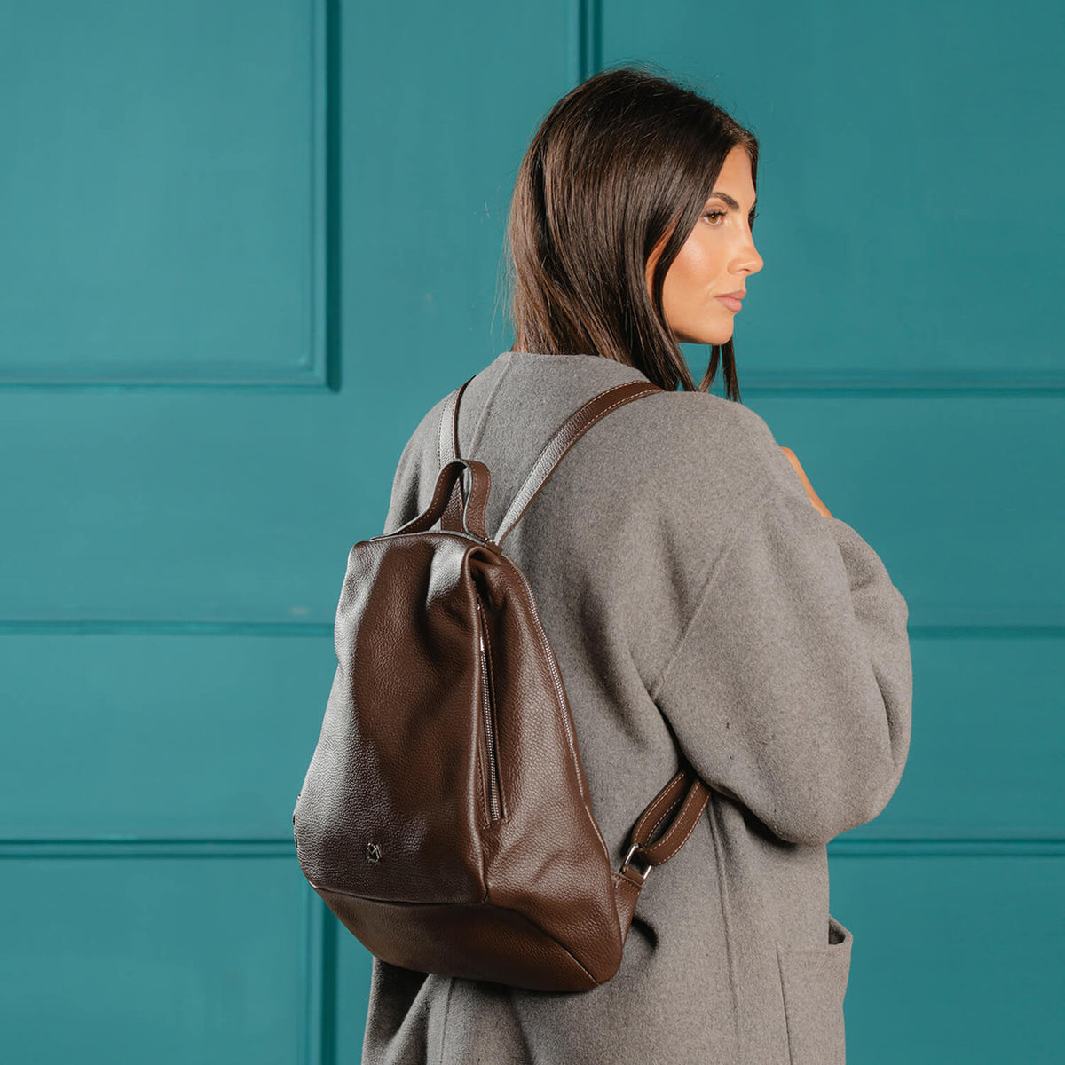 GISELLE Zaino donna in pelle pratico con 3 tasche esterne