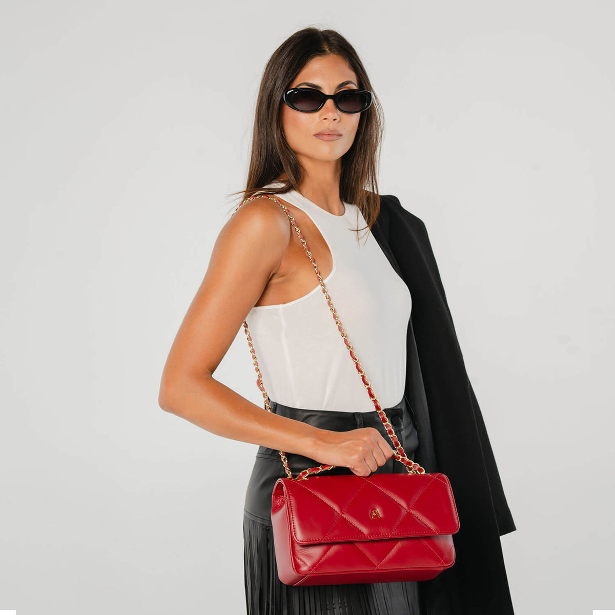 LETIZIA MEDIUM Borsa in pelle matelassé con catena scorrevole