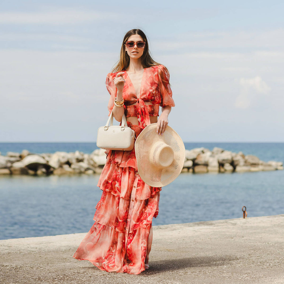 OLIMPIA Bauletto in pelle con tracolla regolabile