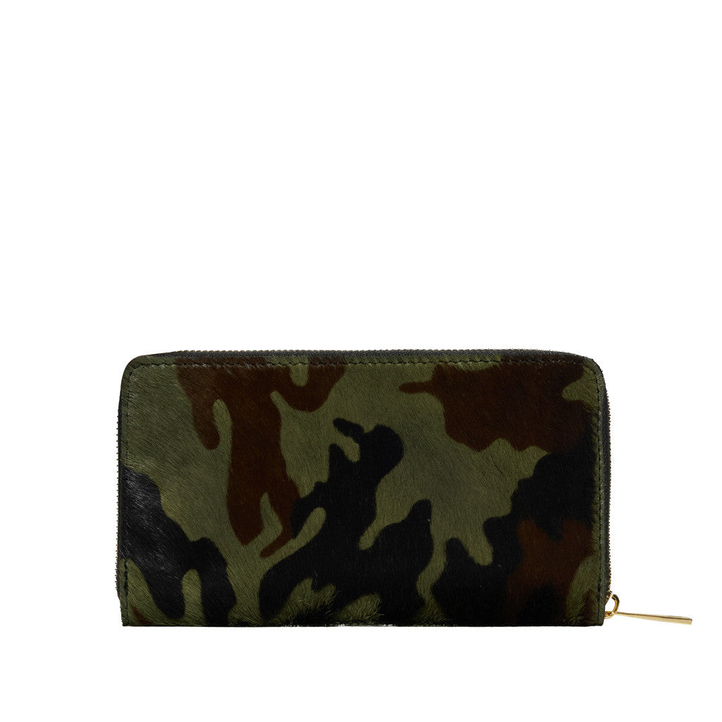 Portafoglio Donna zip around effetto Cavallino multicomparto Camouflage
