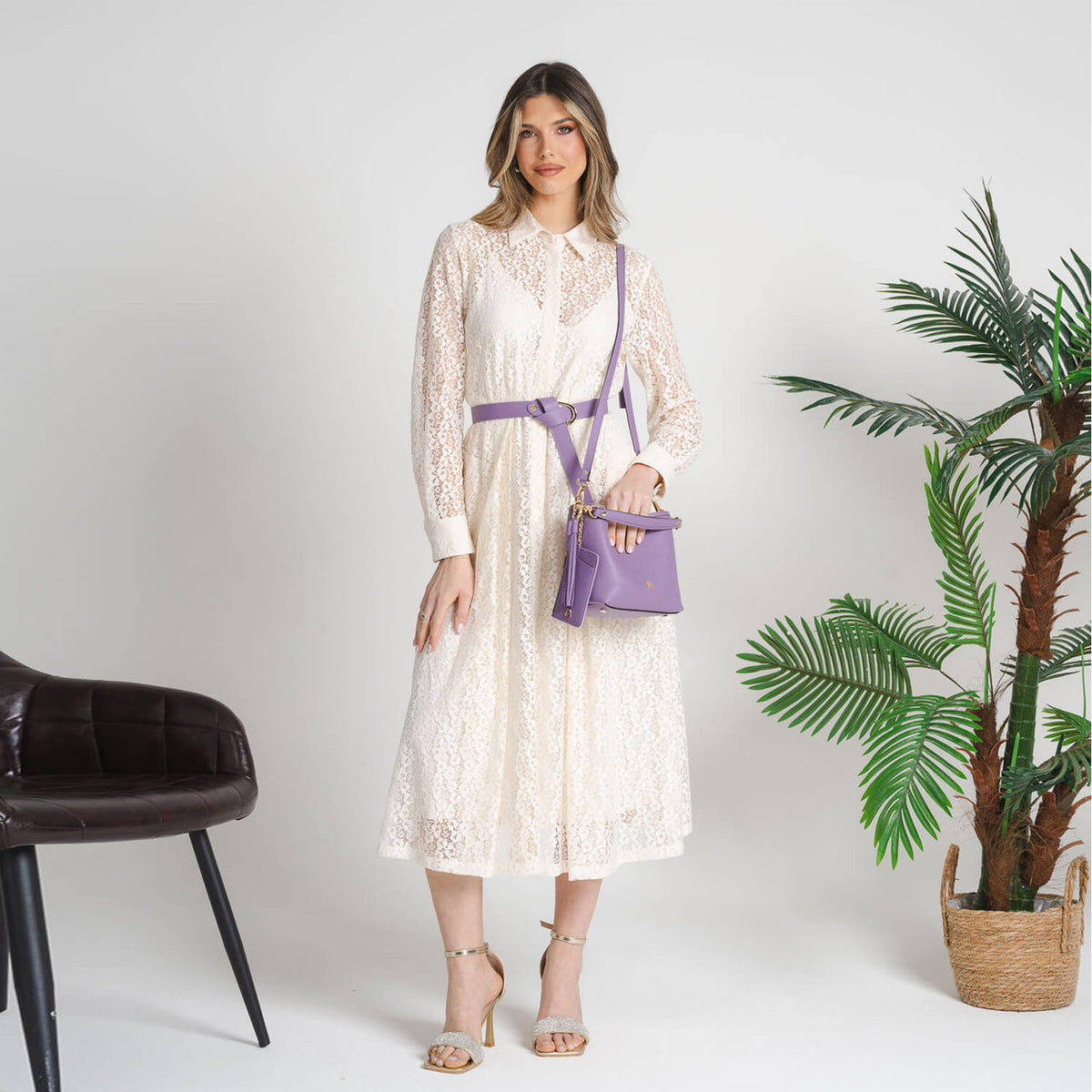 PENELOPE SMALL Borsa secchiello in Pelle con tracolla regolabile e Nappina