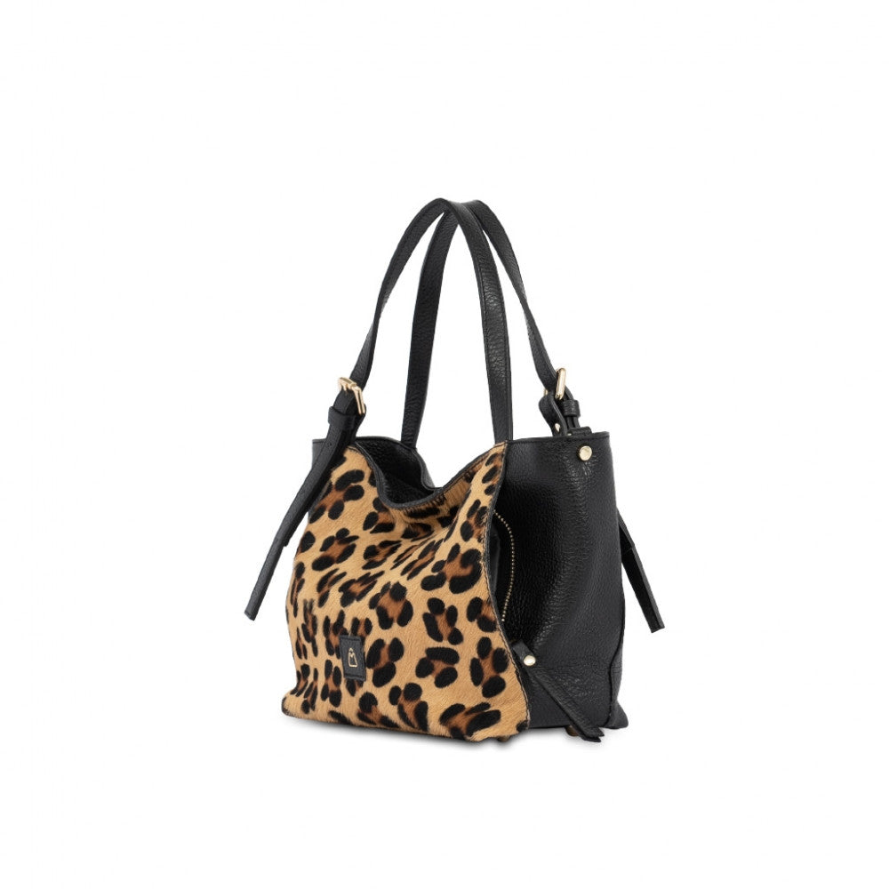 LUDMILLA SMALL ANIMALIER Borsetta a spalla in pelle con tracolla